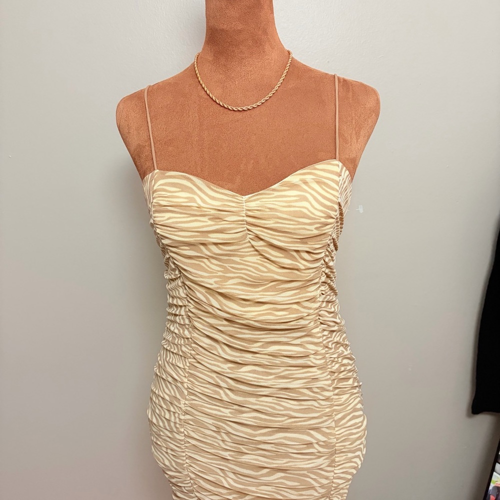 Forever 21 Beige Zebra Print Mini Dress